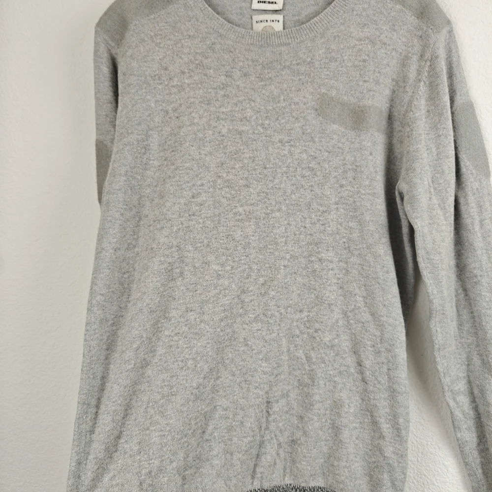 Diesel Grey Patchwork Sweater Mens Small Cotton Wool Streetwear Knit Pullover